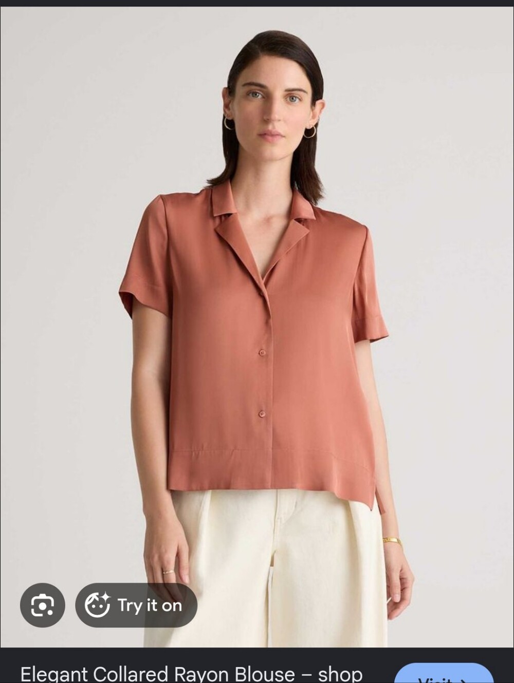 Quince Washable Silk Short Sleeve Button Down Shirt